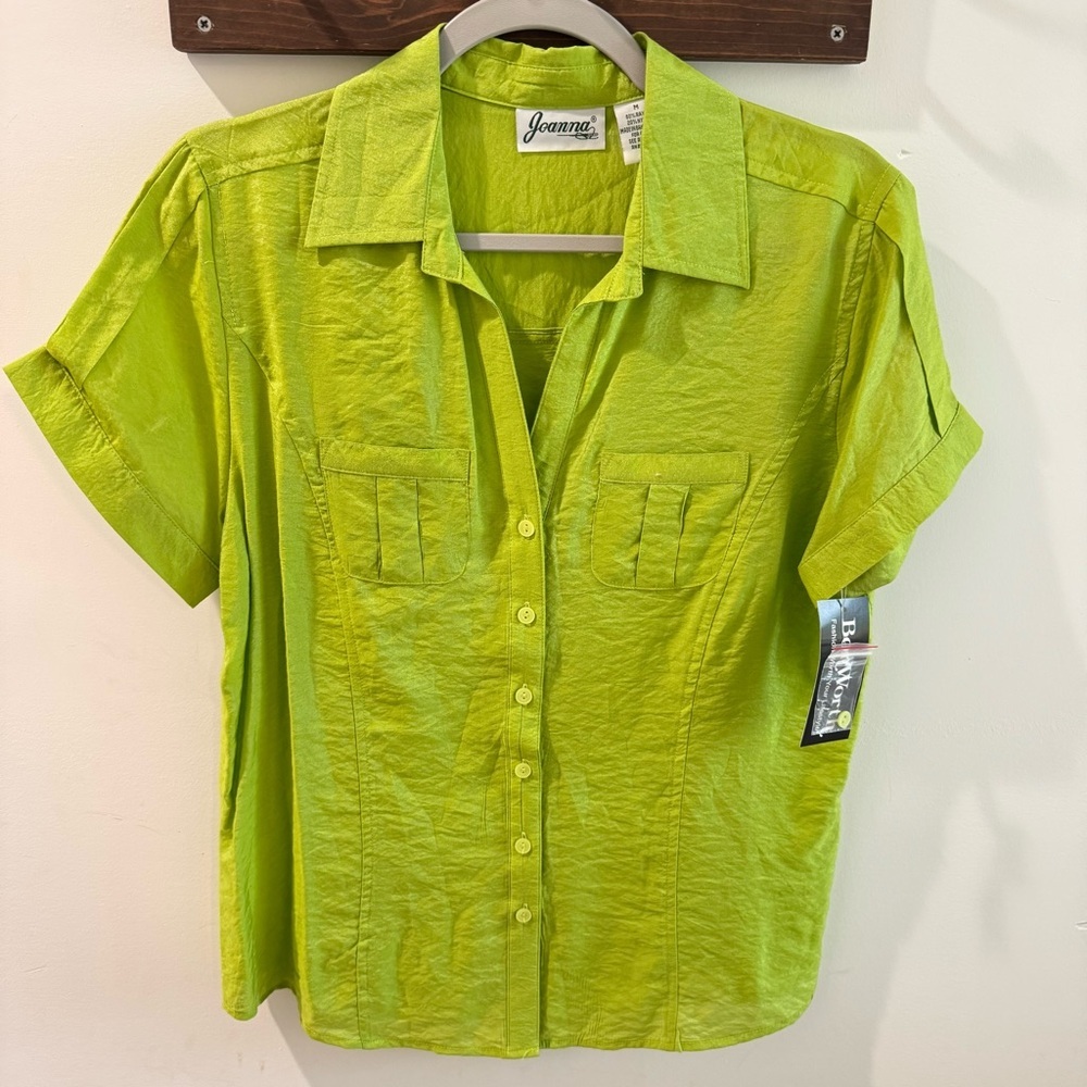 Vintage Joanna Deadstock NWT Pistachio Green Safari‎ Shirt Medium